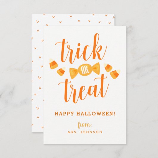 Trick or treat Halloween Classroom-kaarten Kaart (Voorkant / Achterkant)