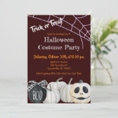 Trick or treat Halloween Costume Party Invitation Kaart (Staand voorkant)