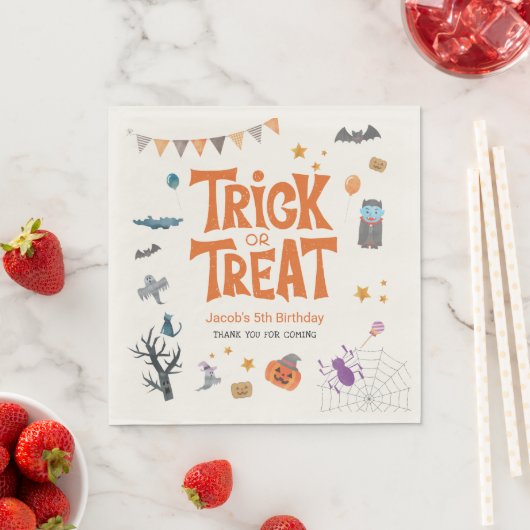 Trick or treat Halloween Creatures Birthday Party Servet (Insitu)