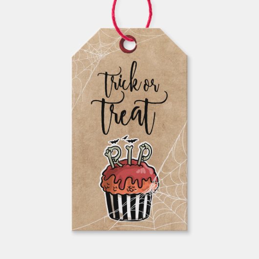 Trick or treat Halloween cupcake Cadeaulabel (Voorkant)