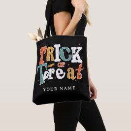 Trick or treat Halloween Custom Name Tote Bag