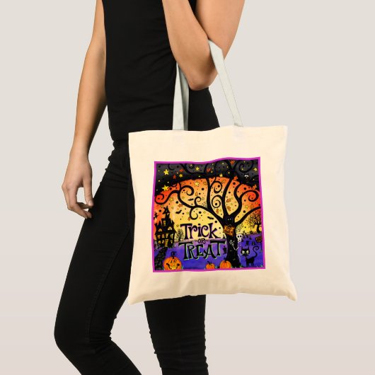 Trick-or-Treat Halloween Cute Fun Tote Bag (Voorkant (product))