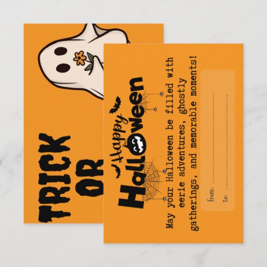 Trick or treat Halloween dag Bedankkaart (Voorkant / Achterkant)