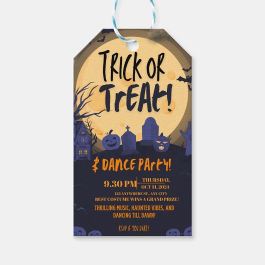 Trick or Treat Halloween Dance Party Invitation🎃 Cadeaulabel (Voorkant)