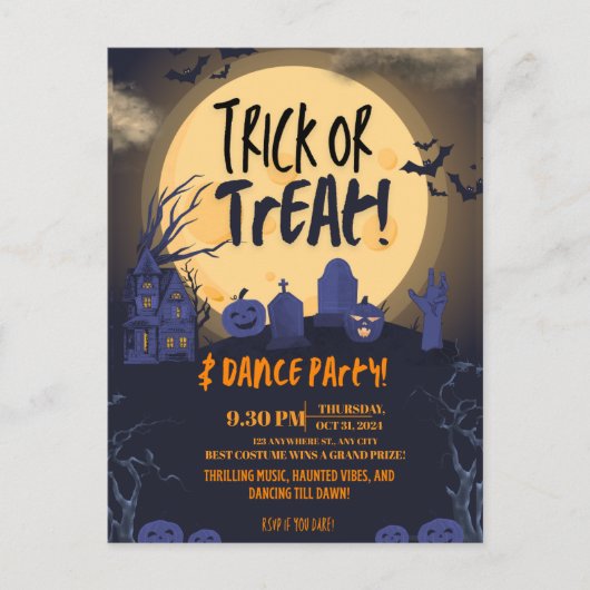 Trick or Treat Halloween Dance Party Invitation🎃 Feestdagenkaart (Voorkant)