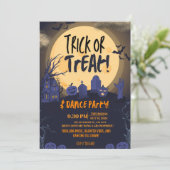Trick or Treat Halloween Dance Party Invitation🎃 Kaart (Staand voorkant)