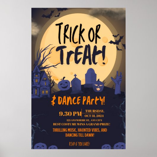 Trick or Treat Halloween Dance Party Invitation🎃 Poster (Voorkant)