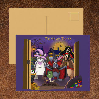 Trick or Treat Halloween Dieren Schattig Briefkaart