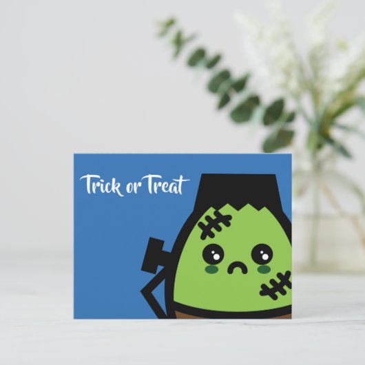 Trick or treat - Halloween - Egg Frankenstein Uitnodiging Briefkaart (Staand voorkant)