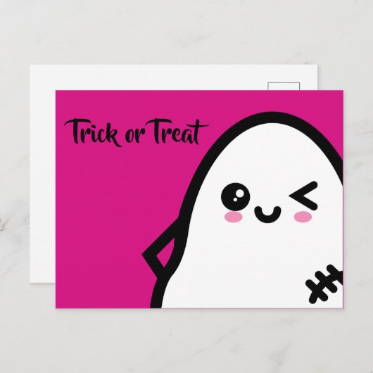 Trick or treat - Halloween - Egg Ghost Uitnodiging Briefkaart (Voorkant / Achterkant)