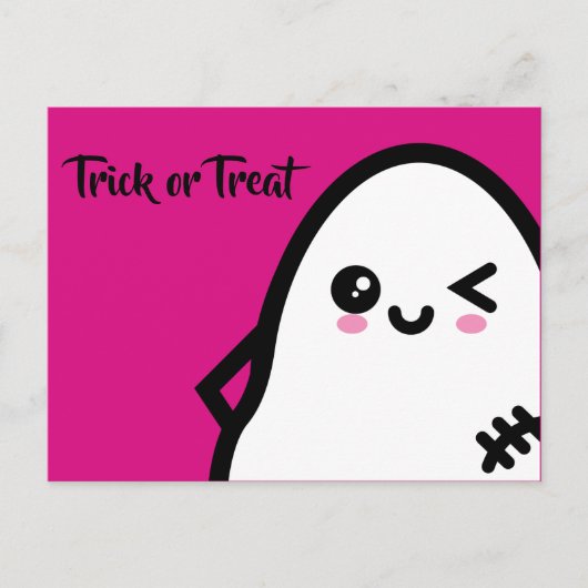 Trick or treat - Halloween - Egg Ghost Uitnodiging Briefkaart (Voorkant)