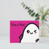 Trick or treat - Halloween - Egg Ghost Uitnodiging Briefkaart (Staand voorkant)