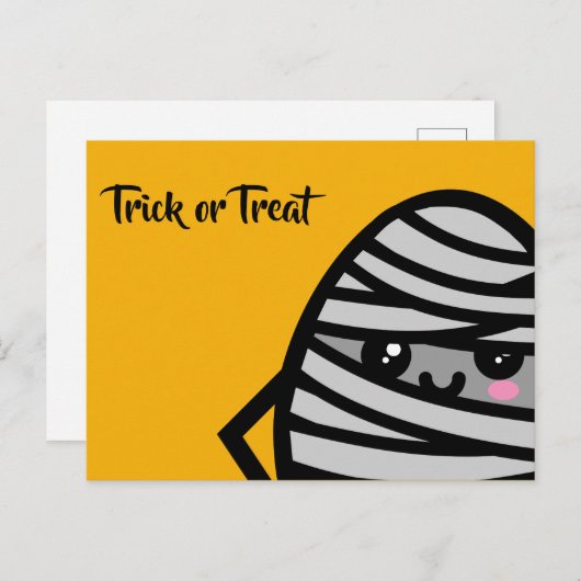 Trick or treat - Halloween - Egg Mummy Uitnodiging Briefkaart (Voorkant / Achterkant)