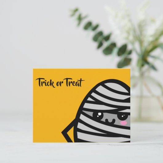 Trick or treat - Halloween - Egg Mummy Uitnodiging Briefkaart (Staand voorkant)
