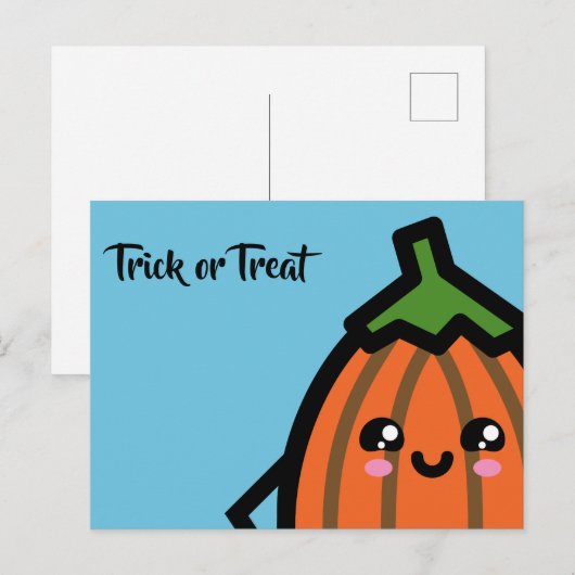 Trick or treat - Halloween - Egg Pumpkin Uitnodiging Briefkaart (Voorkant / Achterkant)