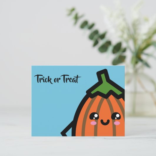 Trick or treat - Halloween - Egg Pumpkin Uitnodiging Briefkaart (Staand voorkant)