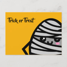 Trick or Treat - Halloween - Ei Mummie Uitnodiging Briefkaart