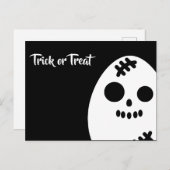 Trick or treat - Halloween - Eierschedel Uitnodiging Briefkaart (Voorkant / Achterkant)
