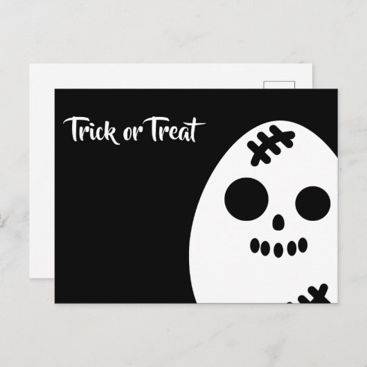 Trick or treat - Halloween - Eierschedel Uitnodiging Briefkaart (Voorkant / Achterkant)