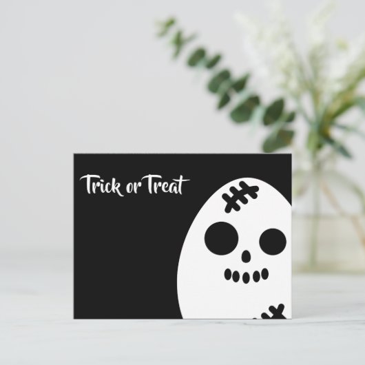 Trick or treat - Halloween - Eierschedel Uitnodiging Briefkaart (Staand voorkant)
