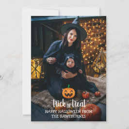 "Trick or treat" Halloween elegant Family Foto Kaart
