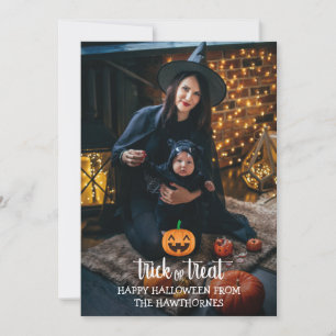 "Trick or treat" Halloween elegant Family Foto Kaart