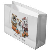 Trick or treat Halloween Engelse Bulldogs Pompoen Groot Cadeauzakje (Voorkant Gekanteld)