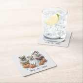 Trick or treat Halloween Engelse Bulldogs Pompoen Kartonnen Onderzetters (Insitu)