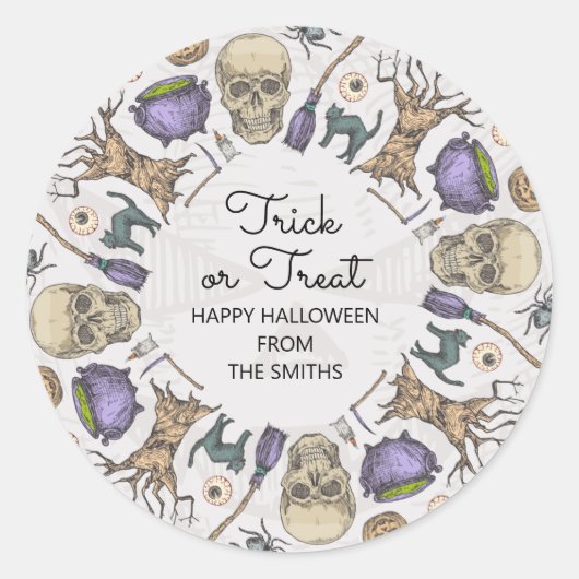 Trick or treat Halloween Favor Treat Bag Sticker (Voorkant)