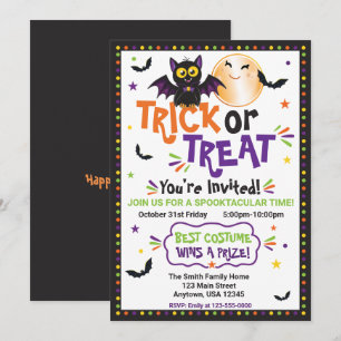 Trick or Treat Halloween-feest Cute Vleermuis en M Kaart
