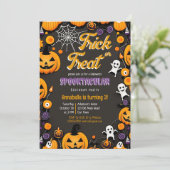 Trick or treat Halloween feest groovy retro Kaart (Staand voorkant)