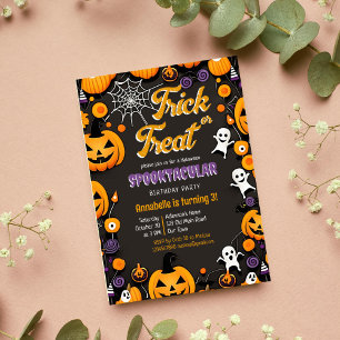 Trick or treat Halloween feest groovy retro Kaart