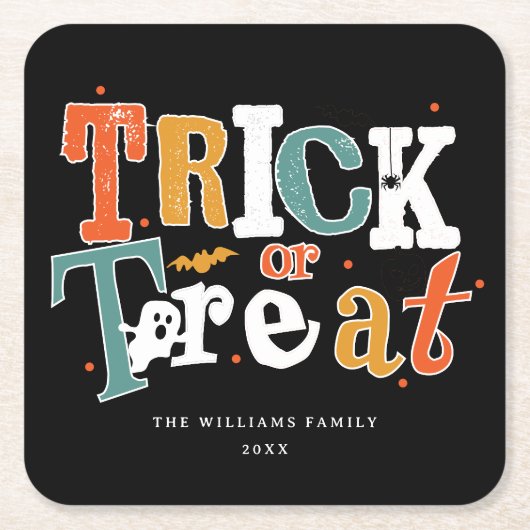 Trick Or Treat Halloween-feest Kartonnen Onderzetters (Voorkant)