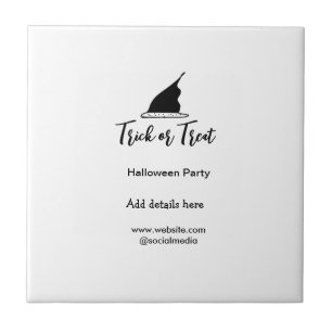 Trick or treat Halloween feest zwart pet gegevens  Tegeltje