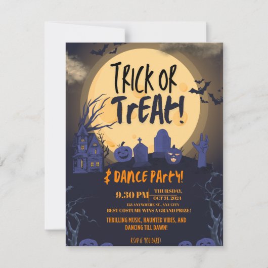 Trick or Treat Halloween Feestavond Uitnodiging (Voorkant)