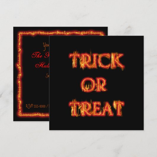 Trick or treat Halloween Fire Party uitnodiging (Voorkant / Achterkant)