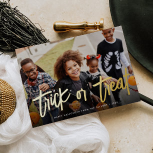 Trick or treat Halloween Foto Folie Feestdagenkaart