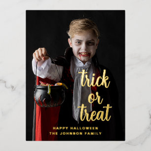 Trick or treat Halloween Foto Goud Folie Feestdagen Briefkaart