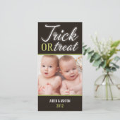 TRICK OR TREAT | HALLOWEEN FOTOKAART FEESTDAGENKAART (Staand voorkant)