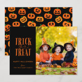 Trick or treat Halloween-fotokaart Feestdagenkaart (Voorkant / Achterkant)