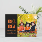Trick or treat Halloween-fotokaart Feestdagenkaart (Staand voorkant)