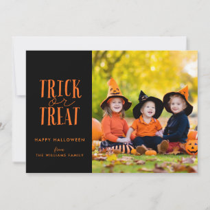 Trick or treat Halloween-fotokaart Feestdagenkaart