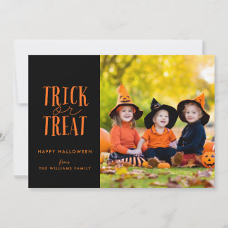 Trick or treat Halloween-fotokaart Feestdagenkaart
