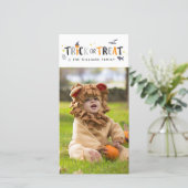 Trick or treat Halloween-fotokaart Feestdagenkaart (Staand voorkant)