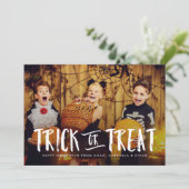 trick or treat Halloween-fotokaart Kaart (Staand voorkant)