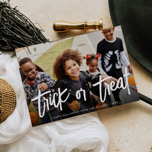 Trick or treat Halloween-fotokaart Kaart