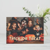 trick or treat Halloween-fotokaart Kaart (Staand voorkant)