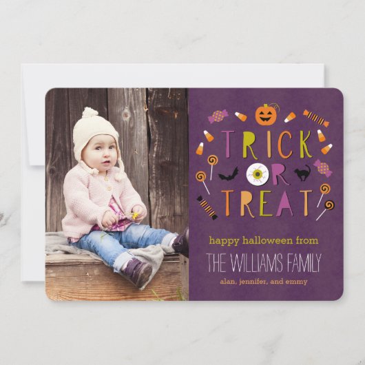 Trick or treat Halloween-fotokaart Kaart (Voorkant)