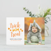 Trick or treat Halloween-fotokaarten Kaart (Staand voorkant)