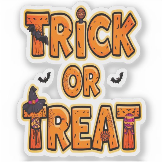 Trick or treat Halloween Fun Spooky Design Sticker (Voorkant)